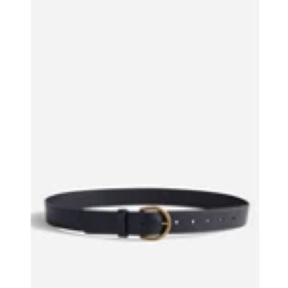 Madewell Medium Perfect Leather Belt in True Black in XS